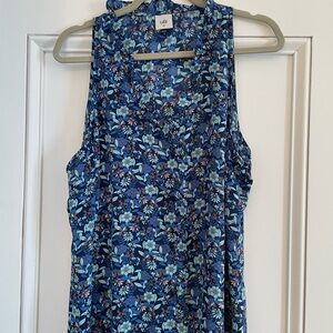 CAbi Blue Floral Sleeveless Blouse
